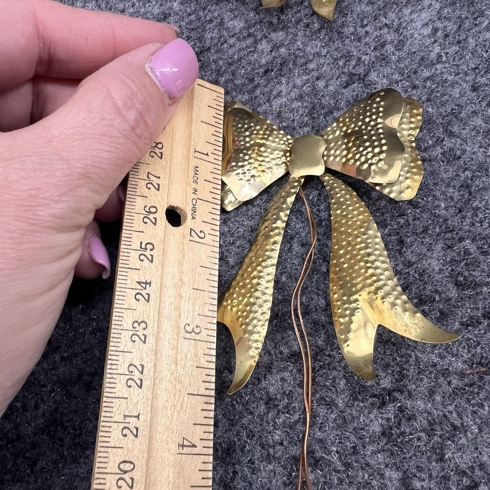Vtg Home Interiors Trio Set Of 3 Brass Metal Punched Bows 3D Decor Wall Hanging - Picture 6 of 10